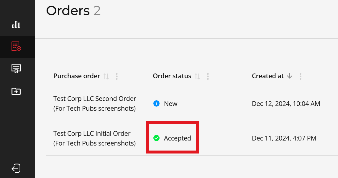 Order status highlight